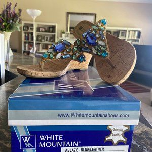 White Mountain ABLAZE BLUE / Leather Wedge
